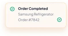 Order completed — Samsung refrigerator, order #7842